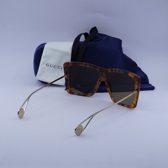 Gucci GG0434S 003 Square Sunglasses - Havana/Gold/Brown - Picture 10 of 10